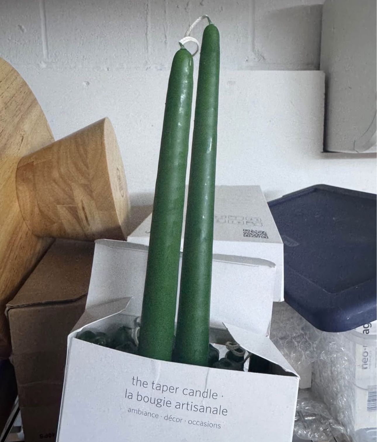 Green Taper Candles 12”
