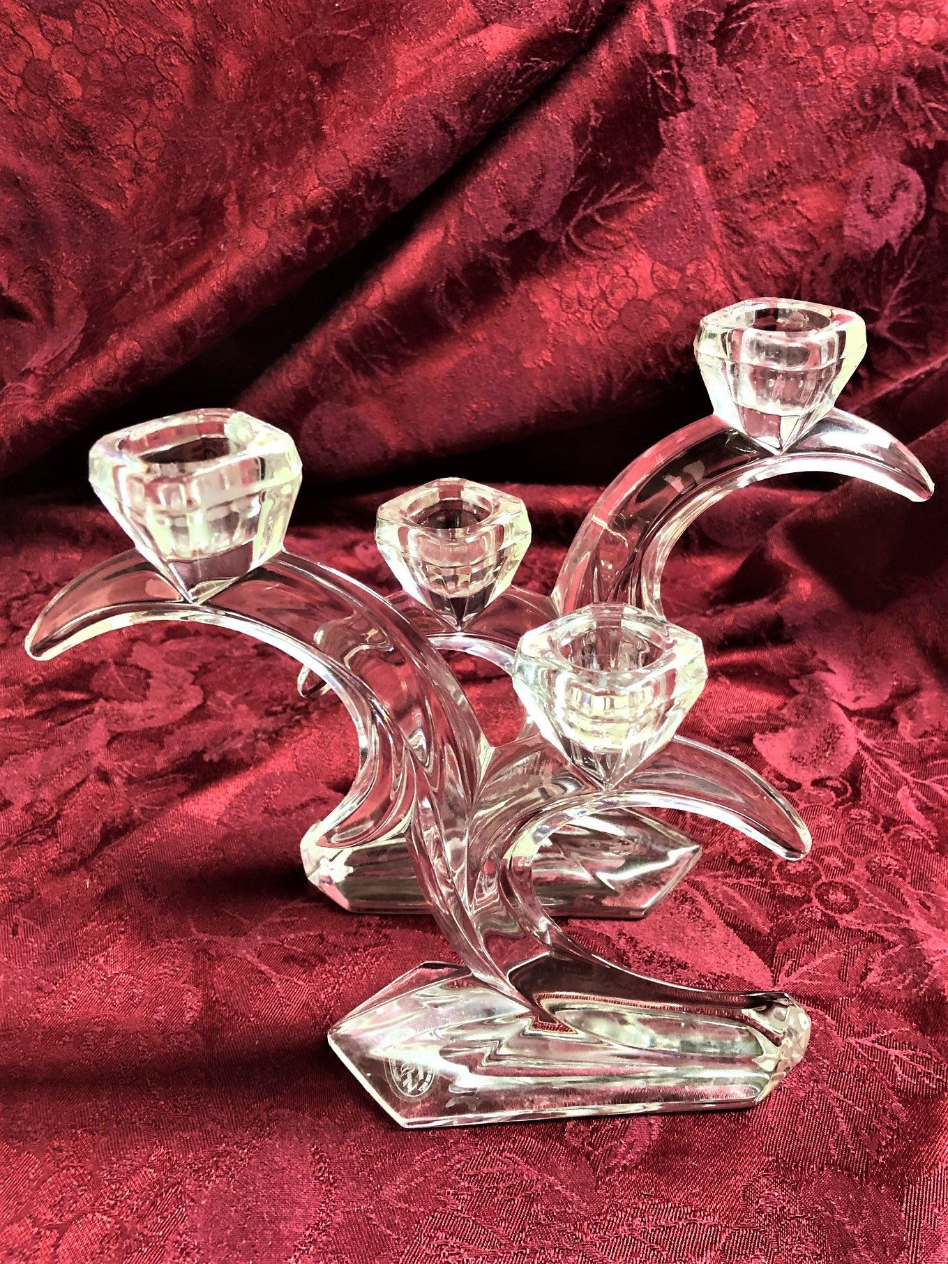 Royal Gallery Lead Crystal Candlestick Set / candle holders made in Germany