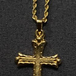14k Rope Chain 19 In Long Cross 10k Pendant 