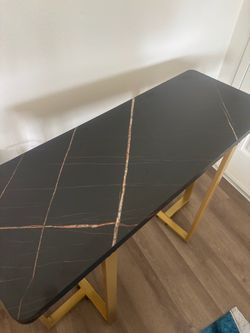 Black Marble-Top Console Table Gold Legs