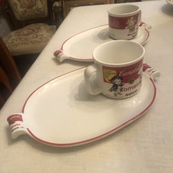 Pair (4 Pieces) of  Vintage Westwood Campbell’s Tomato Soup Cups/Mugs and Plates (1994,1997&1999)