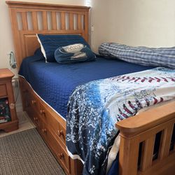 Twin Wood Bed With Drawers
