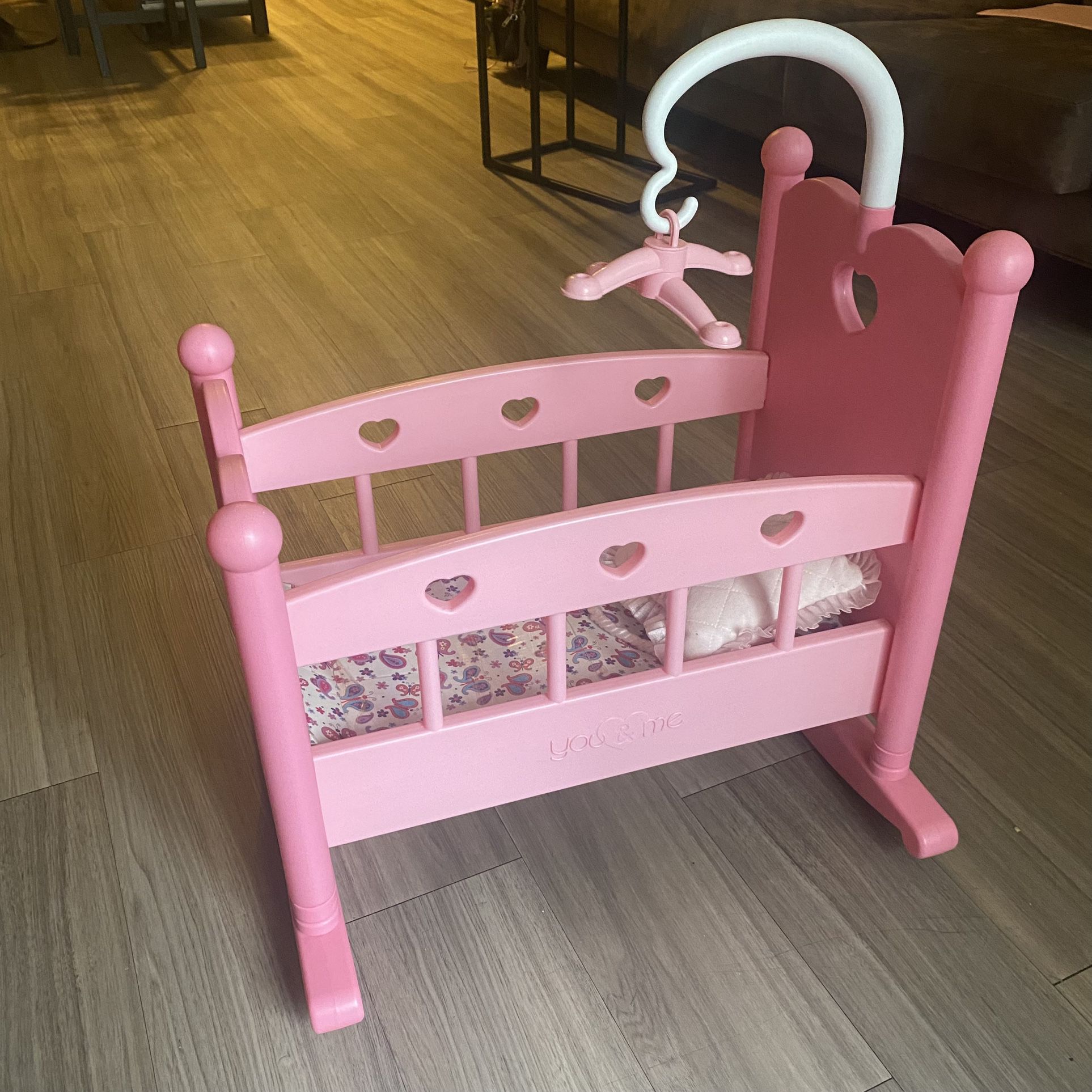 baby bed for dolls Pink With Pillow 