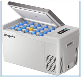 BougeRV 12 Volt Refrigerator 12V Car Fridge 23 Quart Portable Freezer Compressor Cooler 12/24V DC 110~240 Volt AC for Truck Van RV Camper SUV Travel C