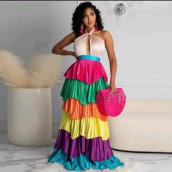 6 color tiered skirt