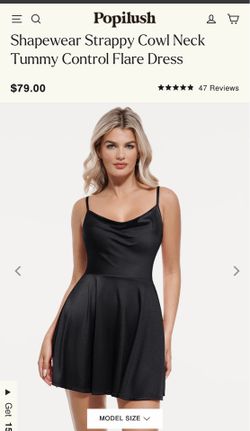 Shapewear Strappy Cowl Neck Tummy Control Flare Dress