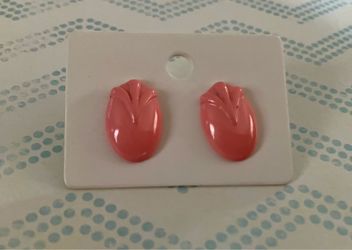 Tulip Design Pink Coral Post Pierced Earrings