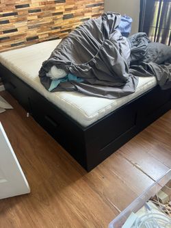 ikea black bed frame with storage and queen  550 OBO