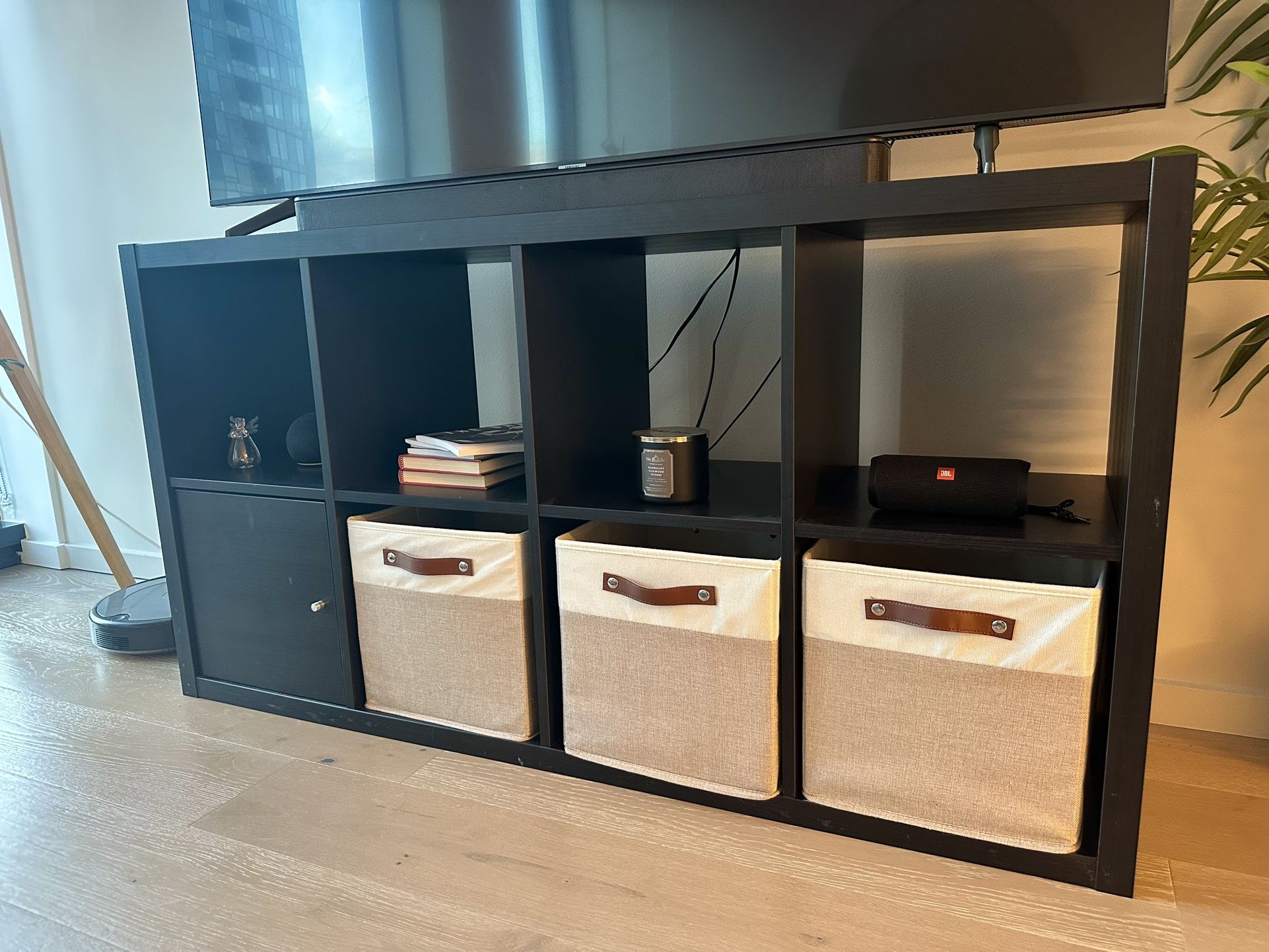 Dark Brown TV Stand – Fits up to 75” TV. Great Starter Piece For The Value