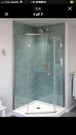38 in. W x 72 in. H Neo-Angle Pivot Frameless Corner Shower Enclosure