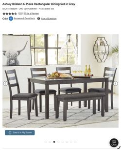 Ashley Bridson 6-Piece Rectangular Dining Set in Gray – $350
