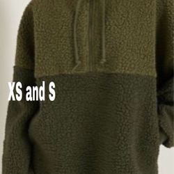 Vs Pink Victoria Secret Pink Xs And Small Olive Green Varsity Sherpa Hoodie 