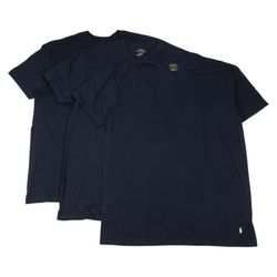 Polo Ralph Lauren Crew Neck Shirt Mens XL Blue Classic Fit Knit Logo PRL 3 PACK