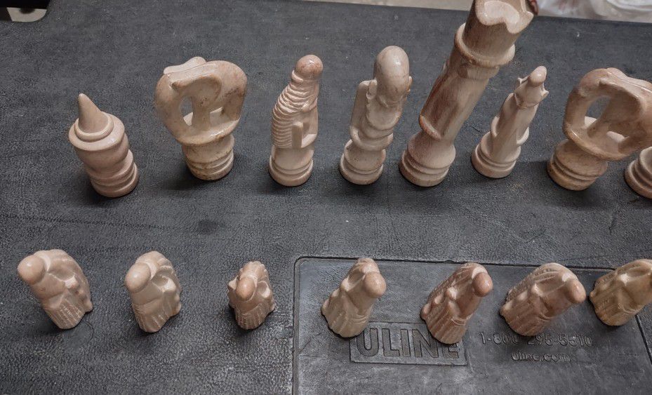 African Soapstone Hand Carved Chess Set 5-1/2" King 👑 