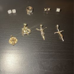 10k Diamond Pendants And Earrings 