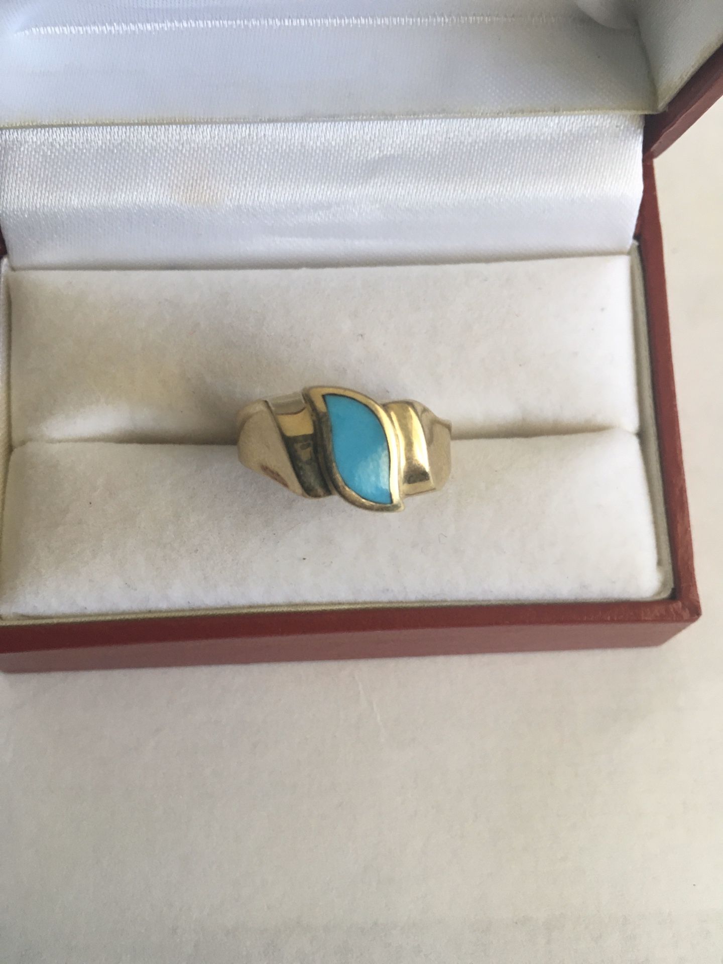 Ladies 14K Turquoise Colored Stone Sz 7 1/4