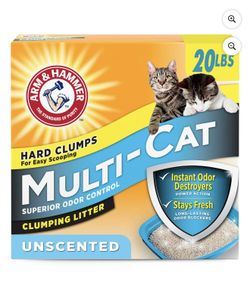 ARM & HAMMER Multi-Cat Clumping Litter Unscented, 20 lb