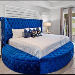 Brand New Velvet Bed Frame With Storage- Finance Available- Black, Grey And Blue Available.