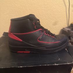 Air Jordan 2 Retro Black Red Sneakers
