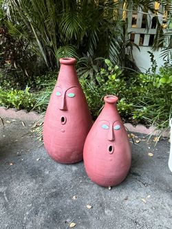 Mid 20th Century Large Studio Pottery Sculpture Floor Vase Face With Open Mouth