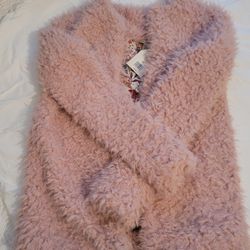 Women's Size M faux Fur Cardigan Sweater