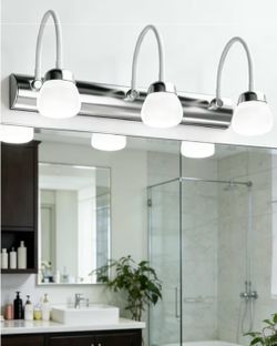 Bathroom Vanity Light Over Mirror - 3-Light Flexible Gooseneck