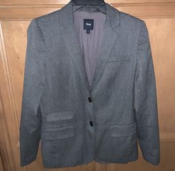 Gap Women’s Wool Blend Stretch Business Gray Blazer Suit Jacket 2-Button Size 6