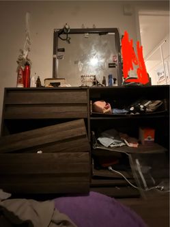 Broken drawer with mirror