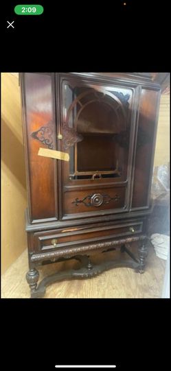 Antique Buffet, China Cabinet, And Table W/ 4 Chairs And A Leaf