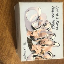 SILVERPLATE Wm A Roger New Napkin Holder Swan 