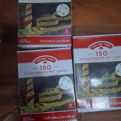 Christmas Clear Ribbon Net Lights New