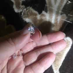 Real Silver Zircon Diamond Stud Earrings 