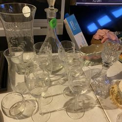 Collectible Crystal Glassware/Vase/Bourbon Vase And Wineglasses