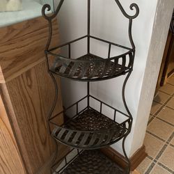 3-tier Corner Storage Shelf…30”H…Wrought Iron/Metal bronze Finish! 