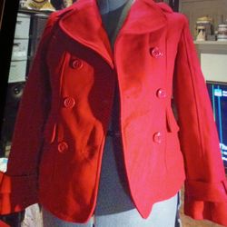 GUESS " RED PEA COAT DOUBLE BREAST SMALL