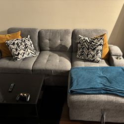 Gray Sleeper Sectional  With Storage 95x60