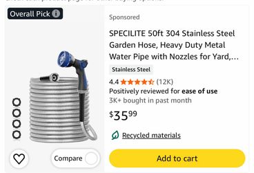 Stainless hose. 50ft.