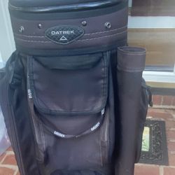  DATREK Golf Bag w/ 14-Way Club Dividers & Carry Strap / Umbrella Holder - Brown & Black 
