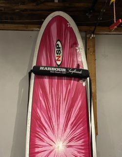 7’6” NSP Surfboard with Fins, Leash and Roof Racks