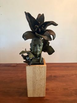 Theodore Gall Bronze and Stone"Garden Walk" Sculpture