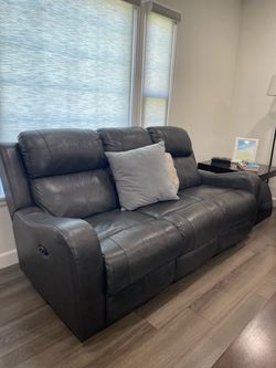 Grey Faux Leather Reclining Couches