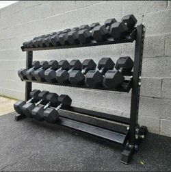 NEW Rubber Hex Dumbbells 5lb - 50lb Dumbbell Pairs Olympic Weights Home Gym Workout Equipment Fitness Weight Set 