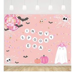 7x5ft Halloween in My Spooky Era Backdrop Pink 