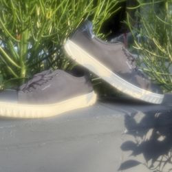 Men’s Ferragamo “Cube” Calfskin Leather Sneakers (Dark Grey)