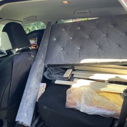 Bed Frame and Headboard By House of Hampton QUEEN sized Glam Velvet Grey Gray