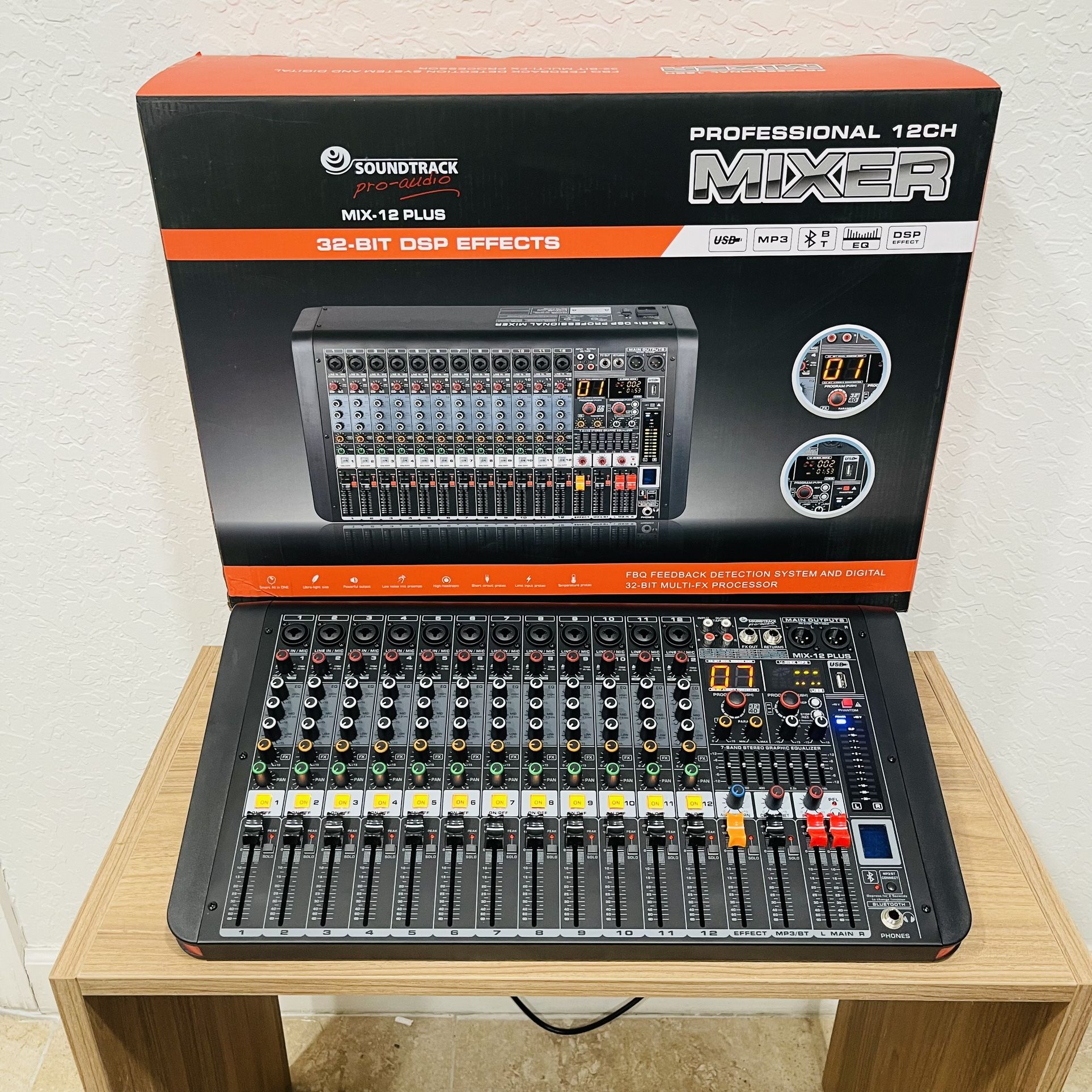 12 Channel Passive Mixer With Bluetooth And 32 Sound Effects. Brand New!!