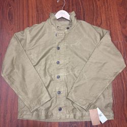 RRL Ralph Lauren Double RL Corduroy-Collar Deck Jacket Khaki Drab Size XL
