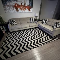 Couch Set With Lamps/Tables/Rug/Pillows