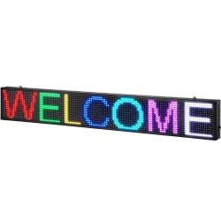 VEVOR LED Message Board, P10 Full Color Scrolling Display, Customizable Text and Animation via WIFI or USB, Ideal for Retail, Parties, and Bars, 52"x8