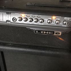 Line 6 Guitar Amp And Marshall Cabnet